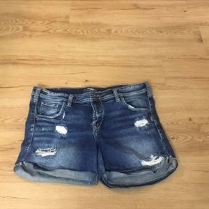 Silver Jean distressed Shorts